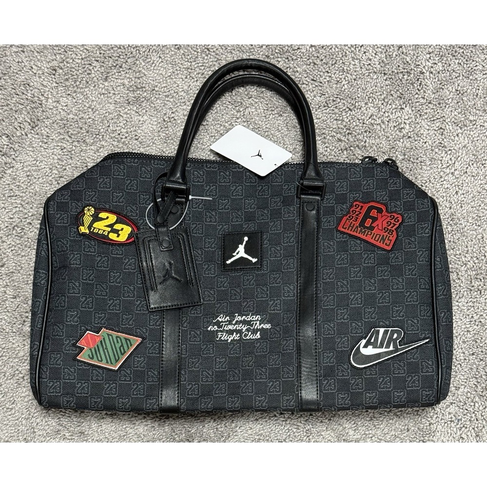 Nike Jordan Monogram Champion Luxury 25L Duffle Bag Black MM9157-023 Size M NEW